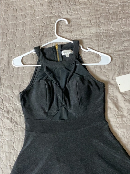 Honey and Rosie Black Halter Fit-&-Flare Mini Dress Honey and Rosie Black Halter Fit-&-Flare Mini Dress